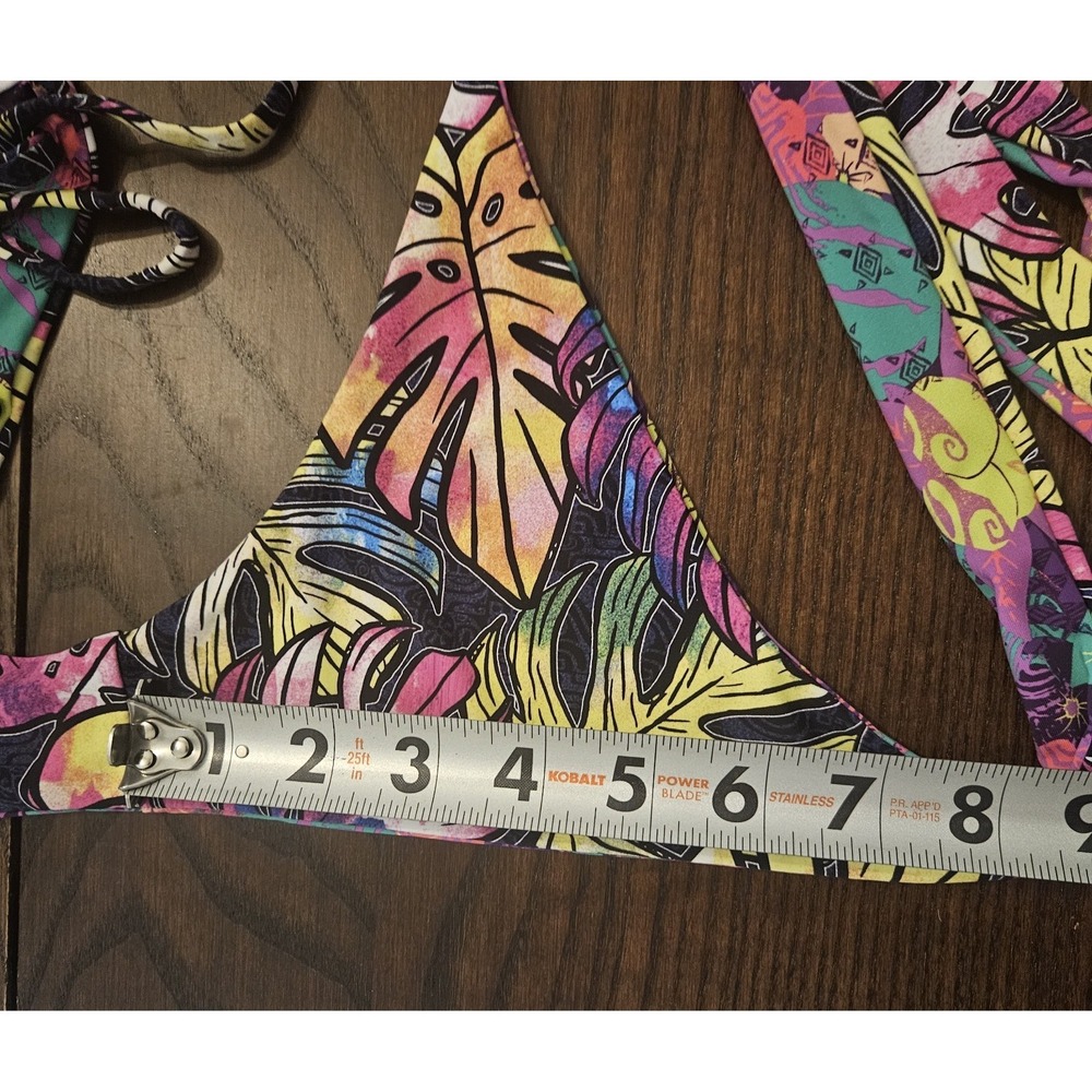 Tropical Reversible Swimsuit Bikini Top Wrap Around Tie Taravana Sz M - Picture 10 of 16